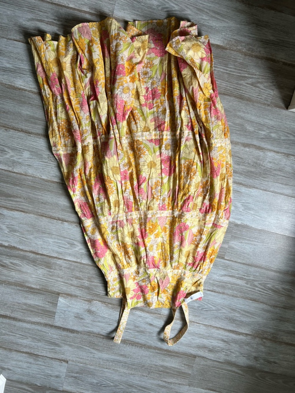 American Eagle Boho Floral Tiered Maxi Dress in Yellow & Pink - Picture 4 of 5